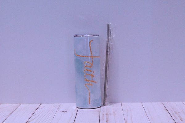 FAITH Blue Marbled Tumbler